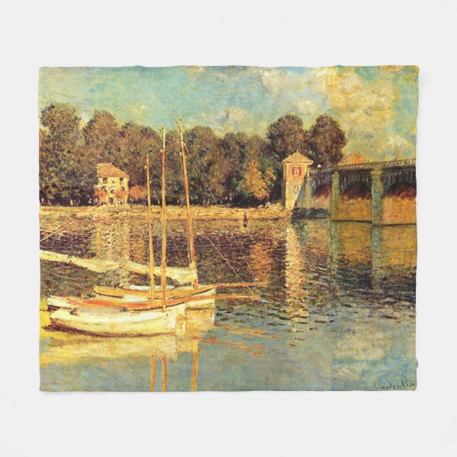 Cobertor De Velo Ponte no Argenteuil Claude Monet (Frente (Horizontal))