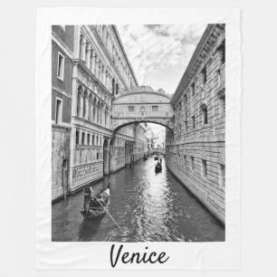 Cobertor De Velo Ponte Venice de Sighs preto branco com gondolier