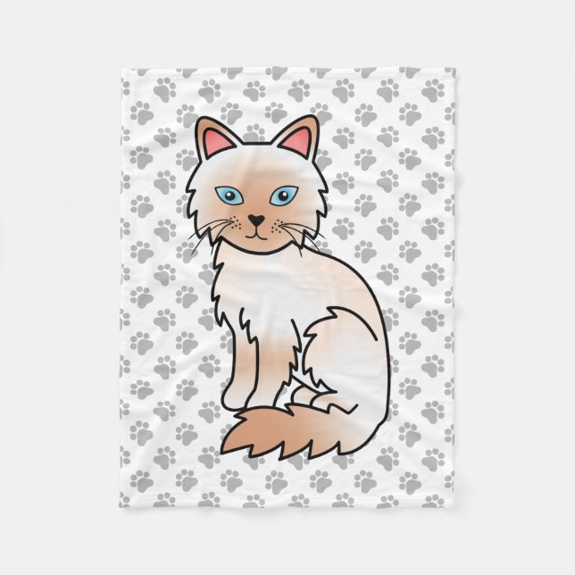 Cobertor De Velo Ponto Vermelho Birman / Ragdoll Gato Fofo & Patas (Frente)