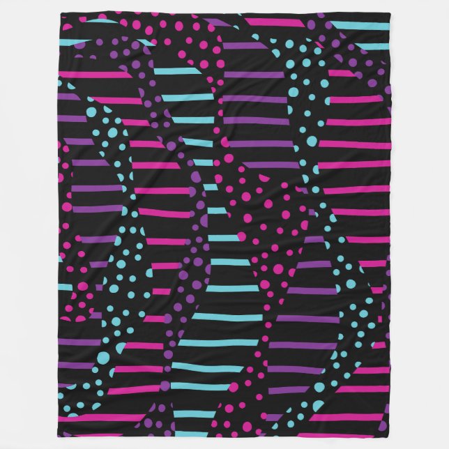 Cobertor De Velo Pontos e tiras 2 - Rosa, Roxo, Azul e Preto (Frente)