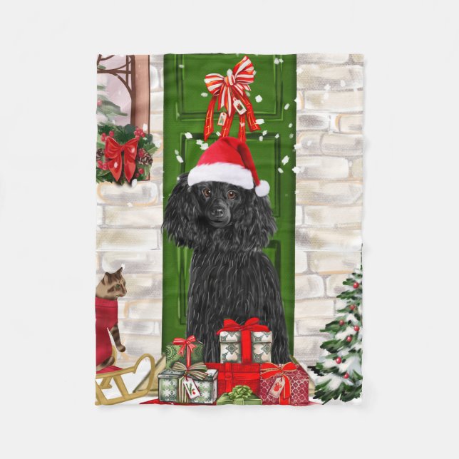 Cobertor De Velo Poodle Christmas (Frente)