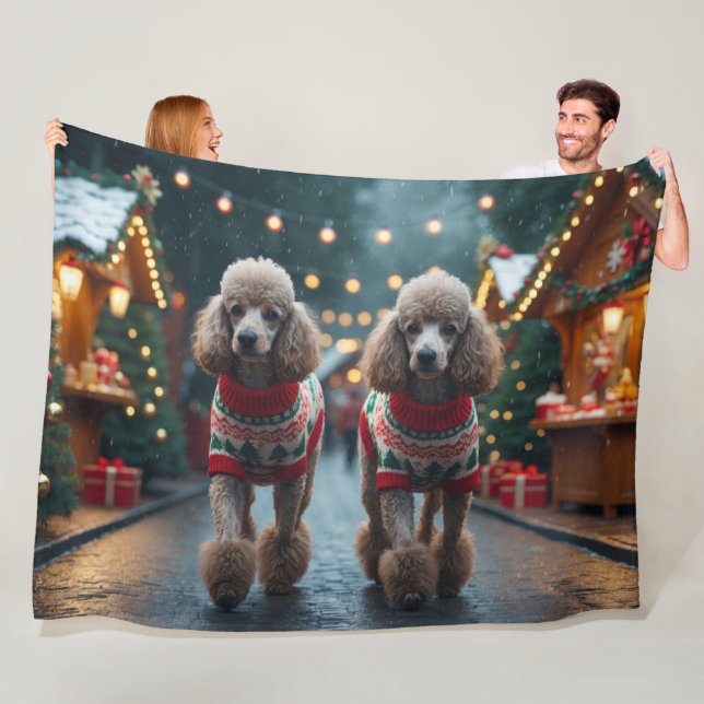 Cobertor De Velo Poodle Dogs Christmas Snow Holiday  (In Situ)
