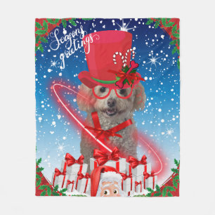 Cobertor De Velo Poodle Fleece Blanket de Saudações da Estação