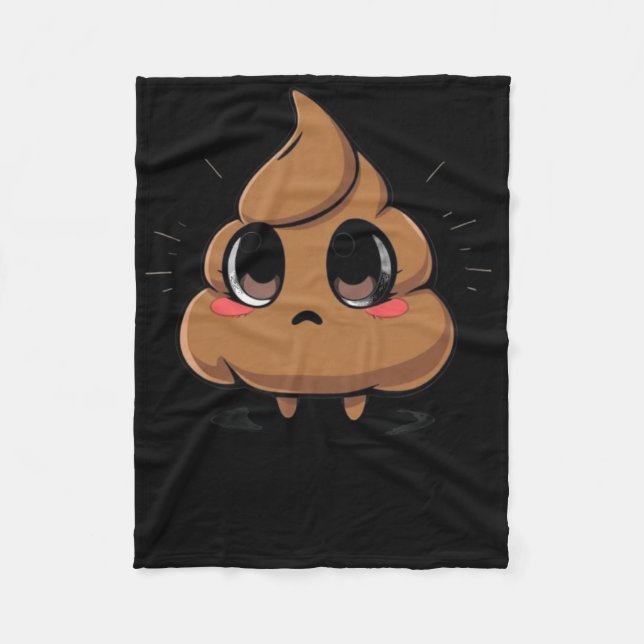 Cobertor De Velo Poop Emoji Chibi Sticker (Frente)