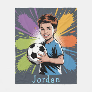 Cobertor De Velo Pop Art Boys Soccer Birthday Bash Gift