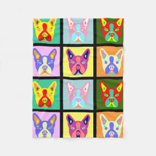 Cobertor De Velo Pop art de Boston Terrier