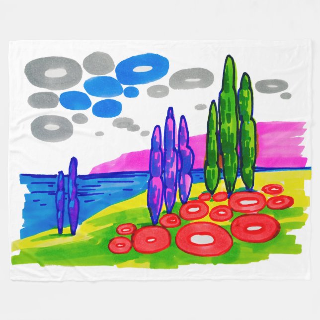 Cobertor De Velo Pop Art Paradise – Bold Graphic Landscape (Frente (Horizontal))