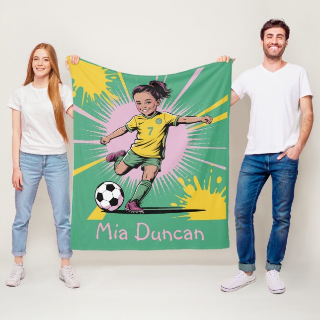 Cobertor De Velo Pop Art Quic Girls Soccer Festa de aniversário Gif (In Situ)