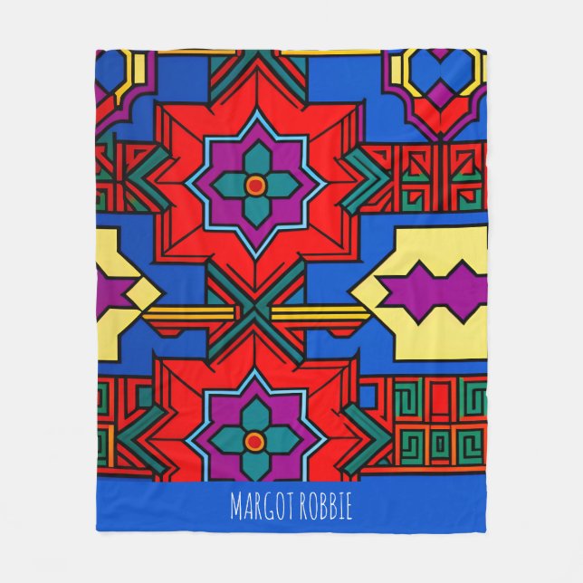 Cobertor De Velo Pop das flores hexágonas Padrão Isométrico Azul Ve (Frente)