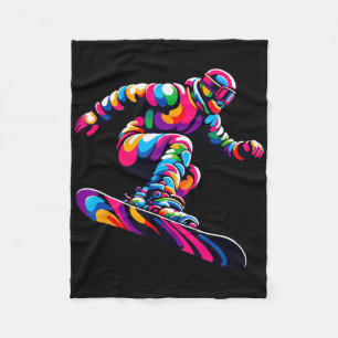 Cobertor De Velo Pop de Arte Colorida Snowboard Snowboarde