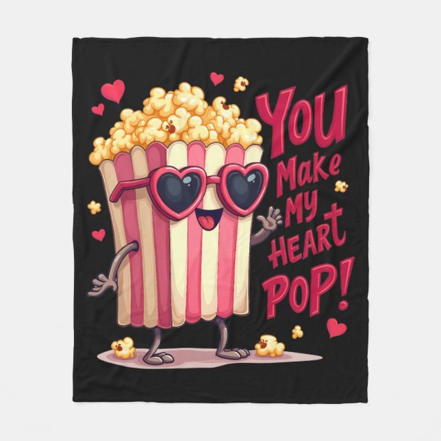 Cobertor De Velo Popcorn Heart Pop Valentine Design (Frente)