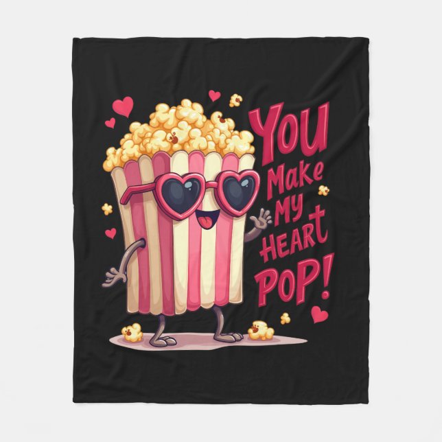 Cobertor De Velo Popcorn Heart Pop Valentine Design (Frente)