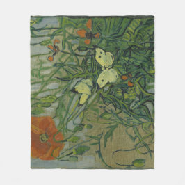 Cobertor De Velo Poppies e Borboletas por Vincent Van Gogh