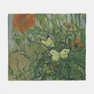 Cobertor De Velo Poppies e Borboletas por Vincent Van Gogh