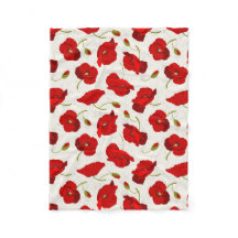 Poppies Vermelhos Fleece Blanket