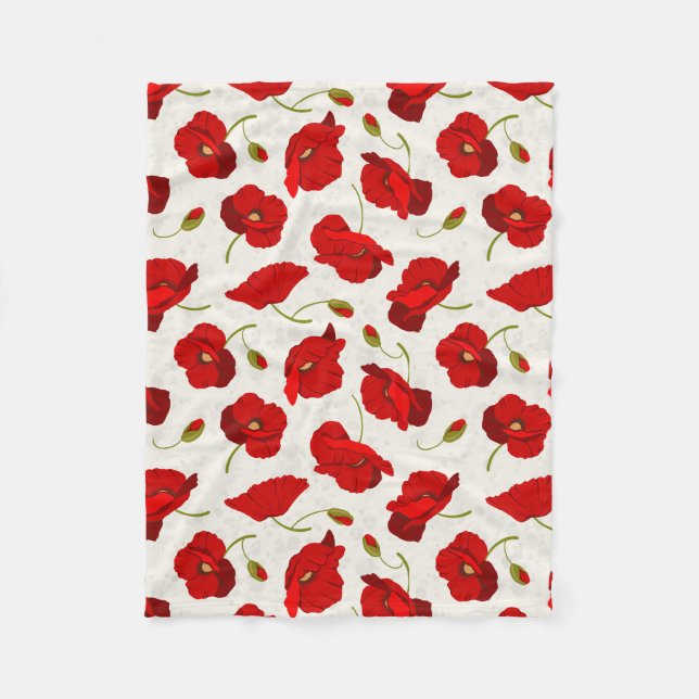 Cobertor De Velo Poppies Vermelhos Fleece Blanket (Frente)
