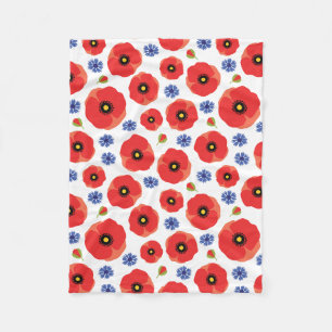 Cobertor De Velo Poppys E Cornflower Patterno