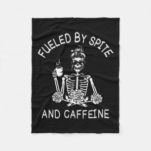 Cobertor De Velo Por Caffeine Floral Halloween Skeleton Wo