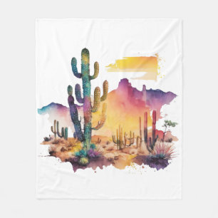Cobertor De Velo pôr do sol do deserto com aquarela mexicana