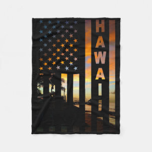 Cobertor De Velo Pôr do Sol no Havaí Bandeira Americana Honolulu Il