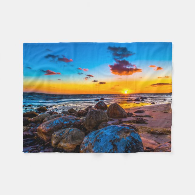 Cobertor De Velo Por do sol no mar (Frente (Horizontal))