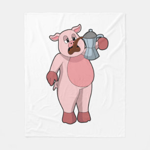 Cobertor De Velo Porco com pote de café