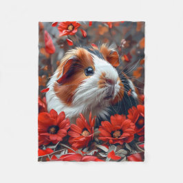 Cobertor De Velo Porco-guineense entre Flores Vermelhas