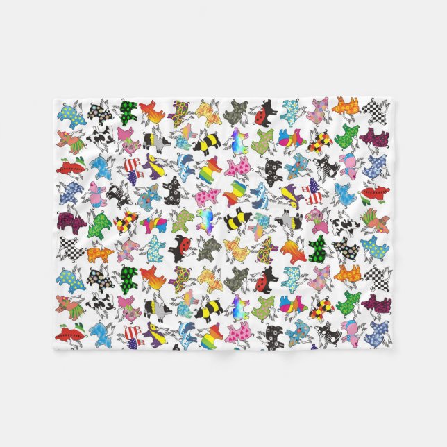 Cobertor De Velo Porcos do vôo em uma cobertura do velo (Frente (Horizontal))