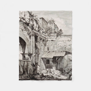 Cobertor De Velo Pórtico de Otávia Roma Arte Preto e Branco