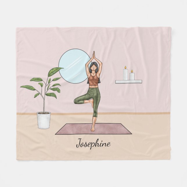 Cobertor De Velo Pose de Árvore Yoga Vrikshasana Mulher Com Nome Pe (Frente (Horizontal))