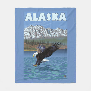 Cobertor De Velo Poster das viagens vintage de AlaskaBald Eagle