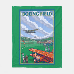 Cobertor De Velo Poster das viagens vintage do campo de Boeing
