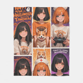 Cobertor De Velo Poster de Halloween da Garota Gamer de Anime
