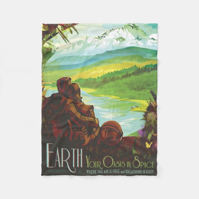 Cobertor De Velo Poster de viagens Espacial Retroativo E Missão De  (Frente)