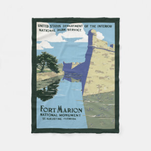 Cobertor De Velo Poster de viagens vintage mostrando Fort Marion