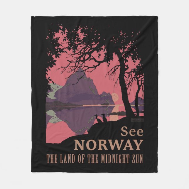 Cobertor De Velo Pôster Minimalista do Pôr do Sol na Noruega - Fior (Frente)