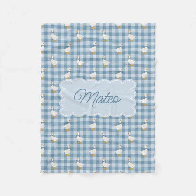 Cobertor De Velo Powder Blue Gingham Goose Buffalo Check Custom Nam (Frente)