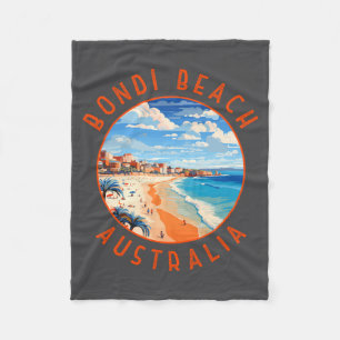 Cobertor De Velo Praia de Bondi Austrália Arte de Viagem Vintage