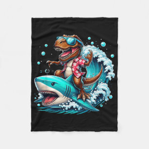 Cobertor De Velo Praia Lover T-rex Dinossaur Andando Tubarão Surfan