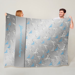 Cobertor De Velo prata, azul, azul, ouro, prata, desenho, peixe,