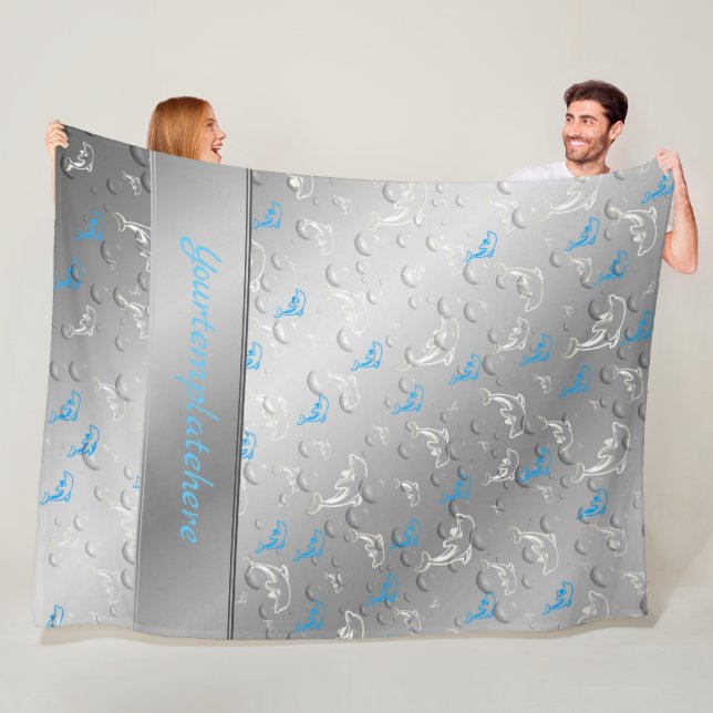 Cobertor De Velo prata, azul, azul, ouro, prata, desenho, peixe, (In Situ)