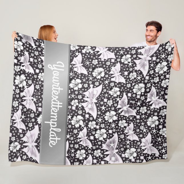 Cobertor De Velo prata, brilhante, brilhante, borboletas, exclusiva (In Situ)