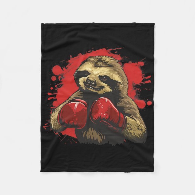 Cobertor De Velo Preguiça Boxeadora Com Luvas de Boxe Kickboxing En (Frente)
