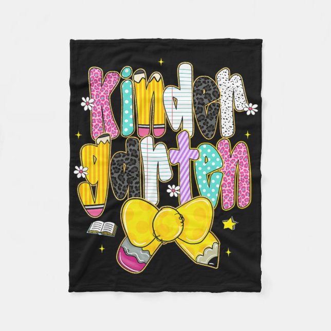 Cobertor De Velo Preppy Back To School Kindergarten Coquette Bow Gi (Frente)