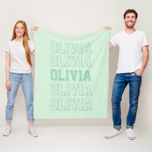 Cobertor De Velo Preppy Green Name Blanket