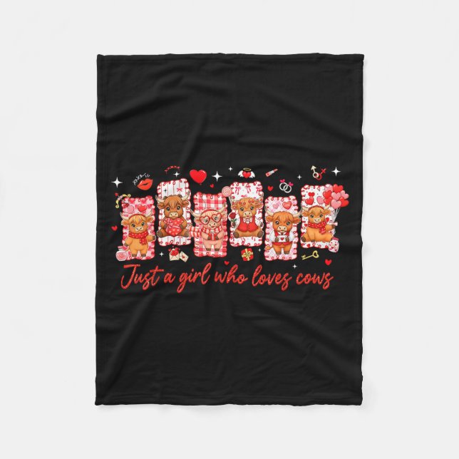 Cobertor De Velo Preppy Just A Girl Who Loves Cows Valentines Day A (Frente)