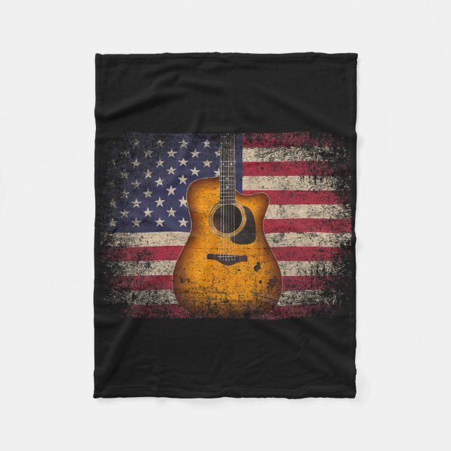 Cobertor De Velo Presente de 4 de Julho de Guitarra Bandeira Americ (Frente)