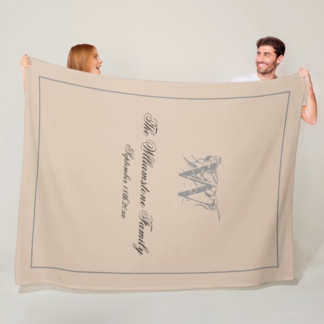 Cobertor De Velo Presente de Casamento Rústico Família Sobrenome Ch (In Situ)