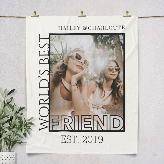 Cobertor De Velo Presente de Férias para Melhores Amigas BFF Foto M (modern best friends bff photo blanket for besties holiday christmas birthday gift bridal party bride)