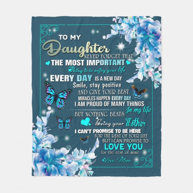 Cobertor De Velo Presente de Filha| Carta À Minha Filha Da Mãe (Frente)